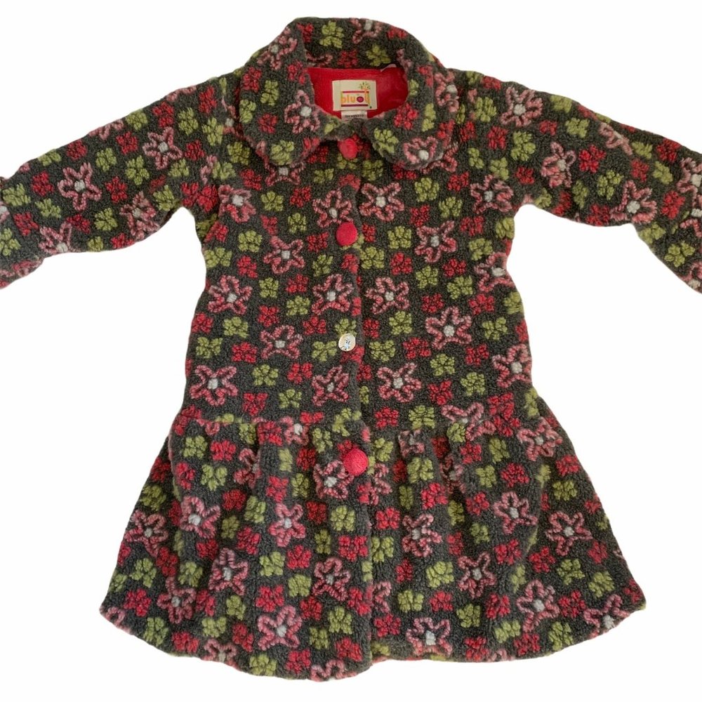 Pluot Floral Bell Sleeve Coat Warm Fully Lined S-8